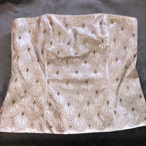 White House Black Market Tops - White House Black Market Strapless Beaded Top